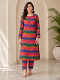Colorful Zigzag Digital Print Women's 2 Piece Suit | Stylish Casual Kurti & Pants Set