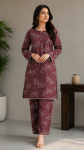 Elegant Maroon Printed Lawn 2 Piece Suit – Soft & Comfortable Summer Wear