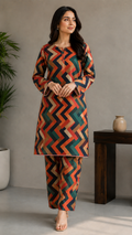 Modern Multicolor Geometric Printed Lawn 2 Piece Suit – Premium Summer Wear