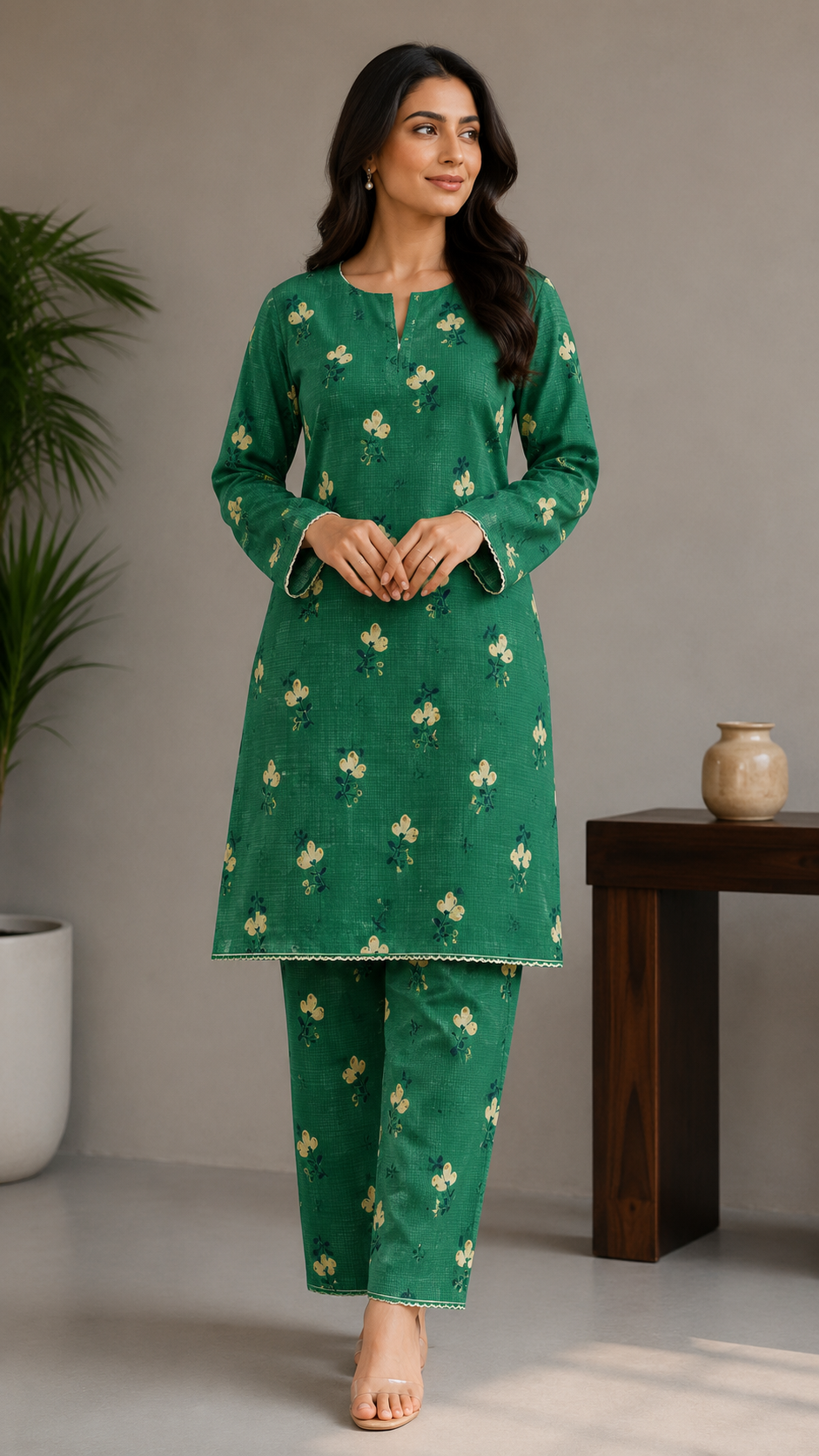 Elegant Emerald Green Printed Lawn 2 Piece Suit – Premium Summer Collection