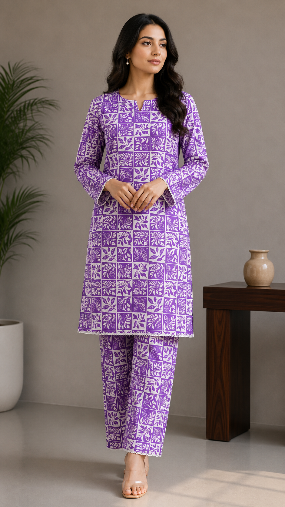 Elegant Lavender Purple Printed Lawn 2 Piece Suit – Premium Summer Collection