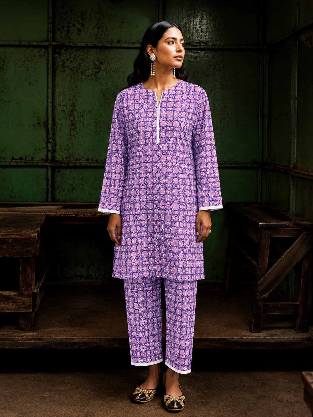 Lavender Printed 2 Piece Lawn Suit for Women
