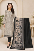 Elegant Grey & Black Printed 3 Piece Lawn Suit for Women