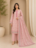 Elegant Pink Printed Lawn 3-Piece Suit with Printed Dupatta