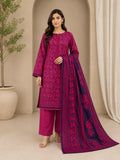 : Elegant Magenta Floral Printed Lawn 3-Piece Suit with Printed Dupatta